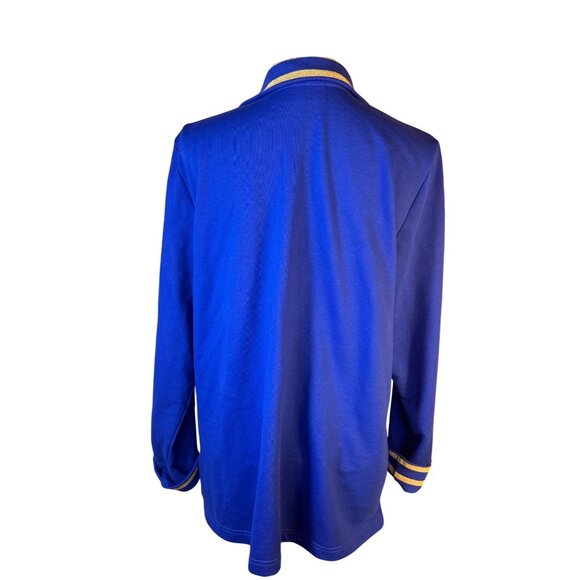 Quacker Factory Womens L Blue & Gold Zip-Up Jacket Nautical Blingy - Picture 2 of 10